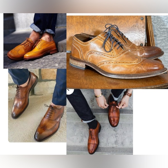 Vero Cuoio Other - Vero Cuoio Mens Dress Shoes wing tip oxford lace up Walnut Sz 10 Italy business